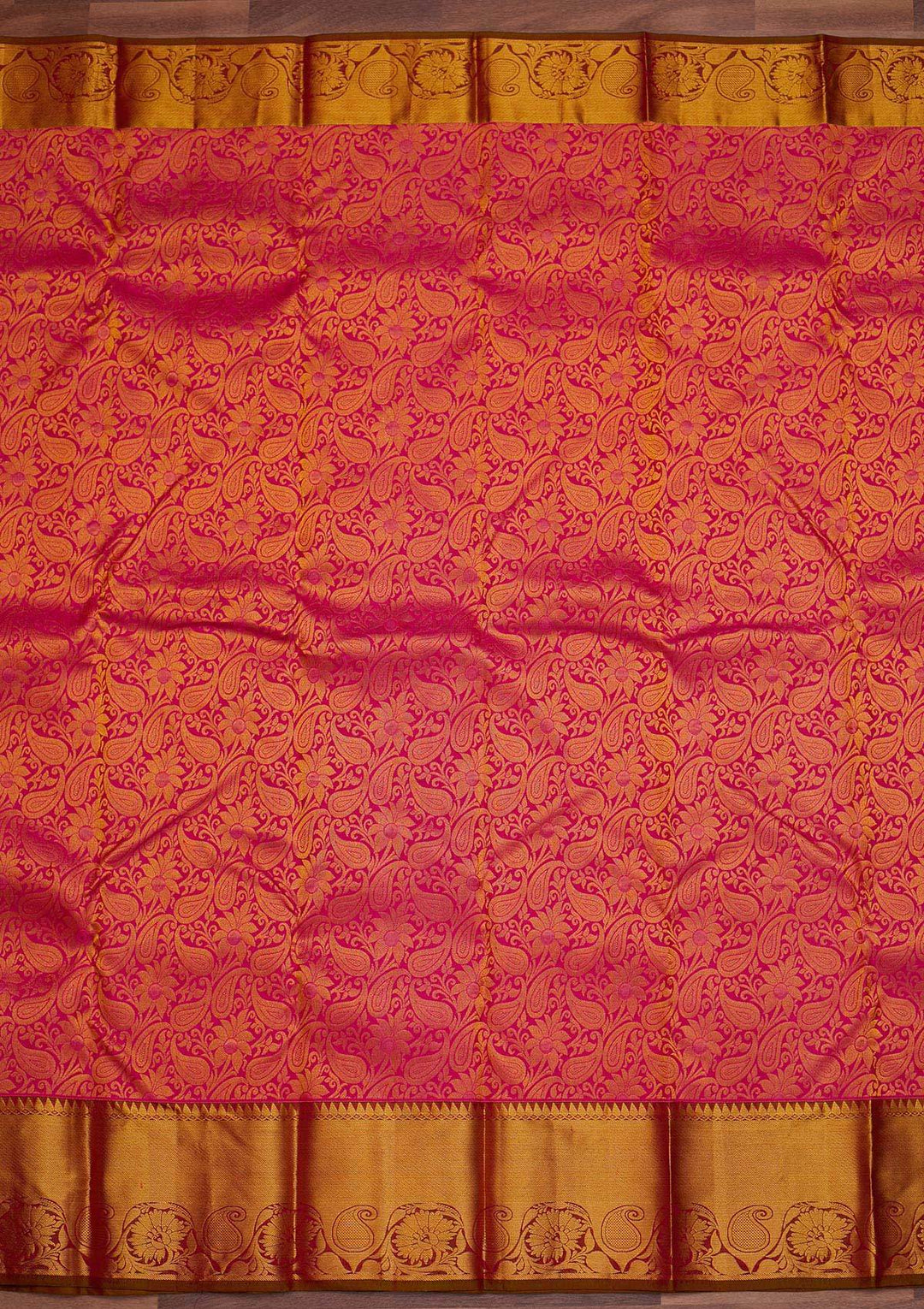 Rani Pink Zariwork Pure Silk Designer Saree - Koskii