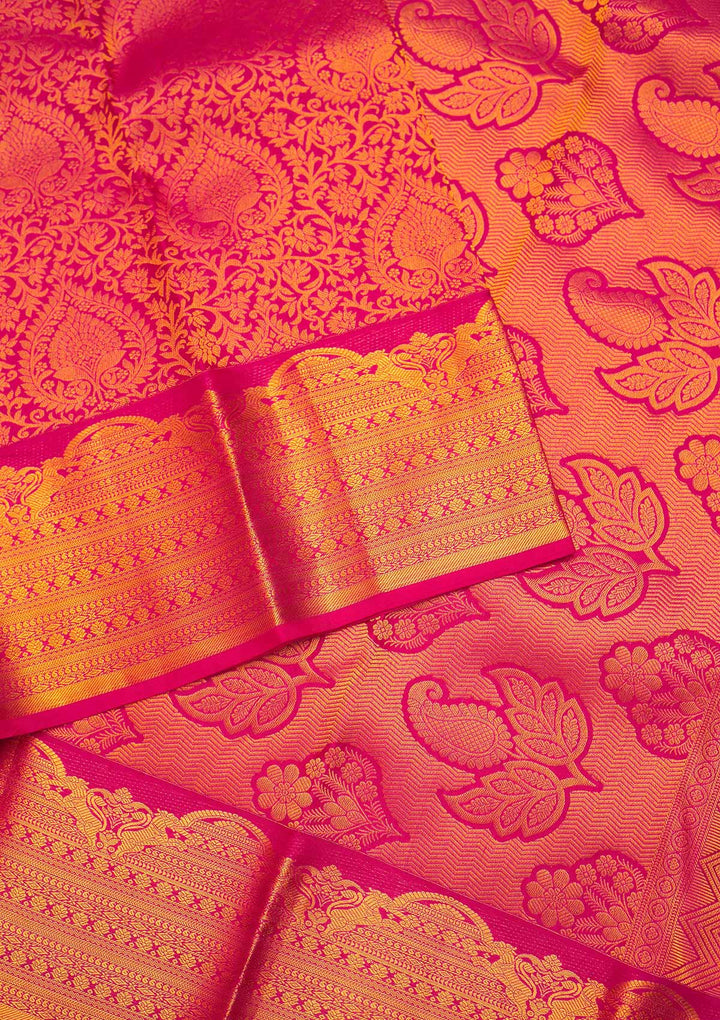 Rani Pink Zariwork Pure Silk Saree - Koskii