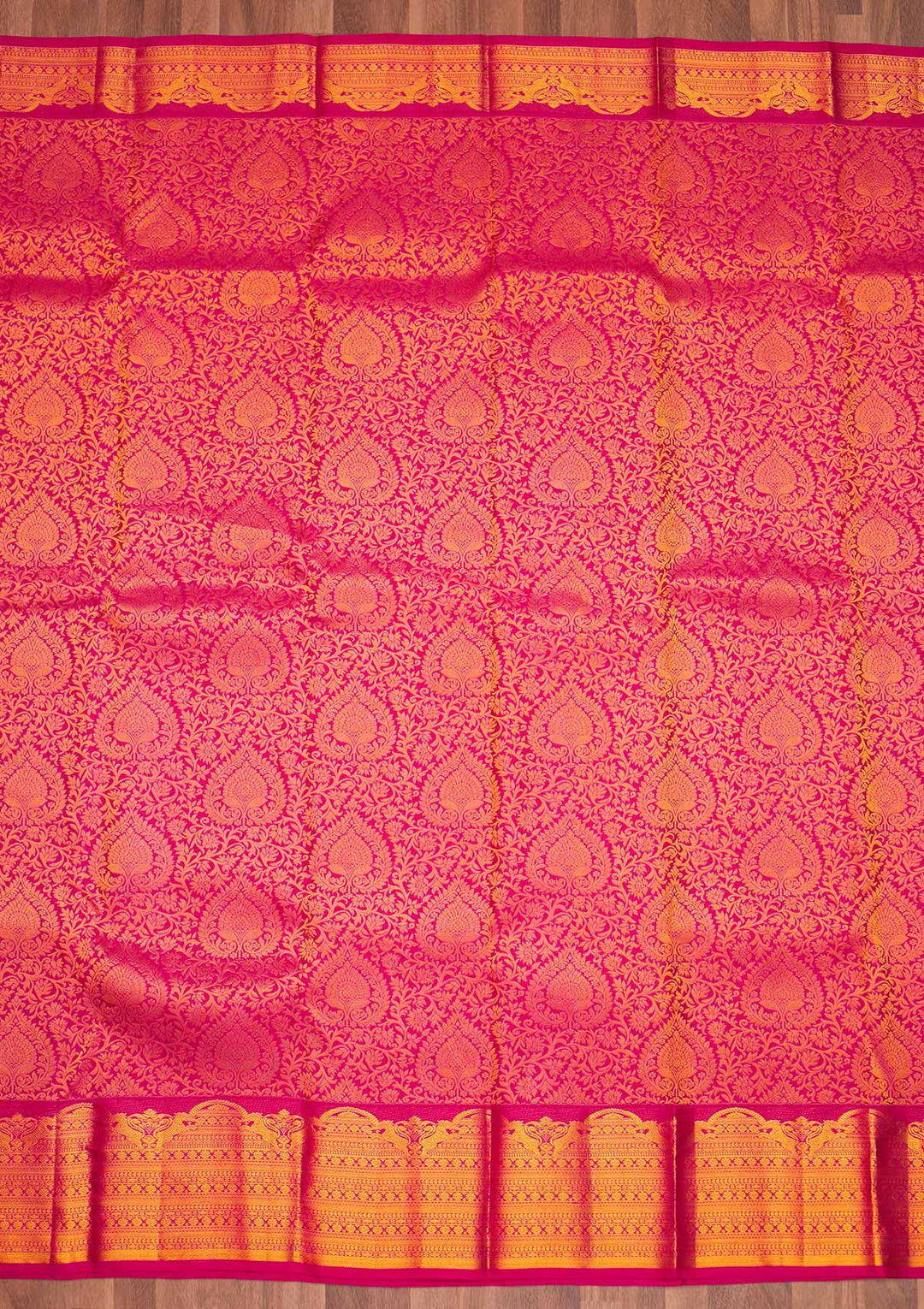 Rani Pink Zariwork Pure Silk Saree - Koskii