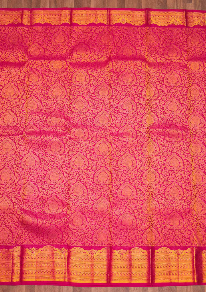 Rani Pink Zariwork Pure Silk Saree - Koskii