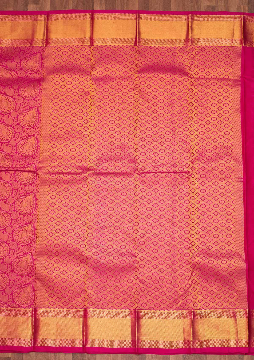 Rani Pink Zariwork Pure Silk Saree - Koskii