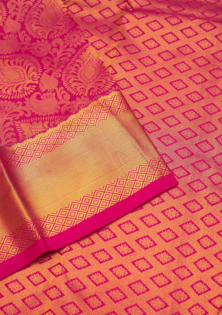 Rani Pink Zariwork Pure Silk Saree - Koskii