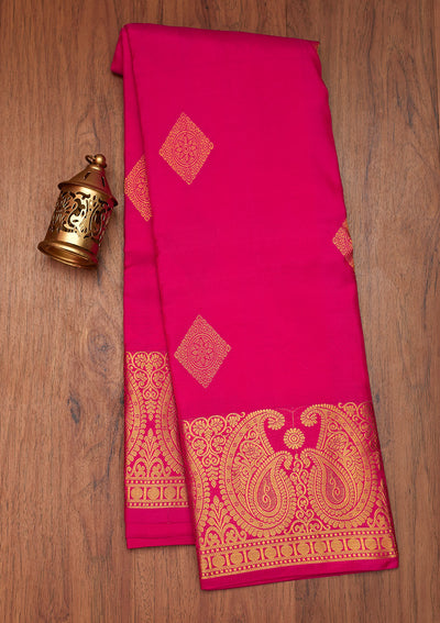 Rani Pink Zariwork Pure Silk Saree- Koskii