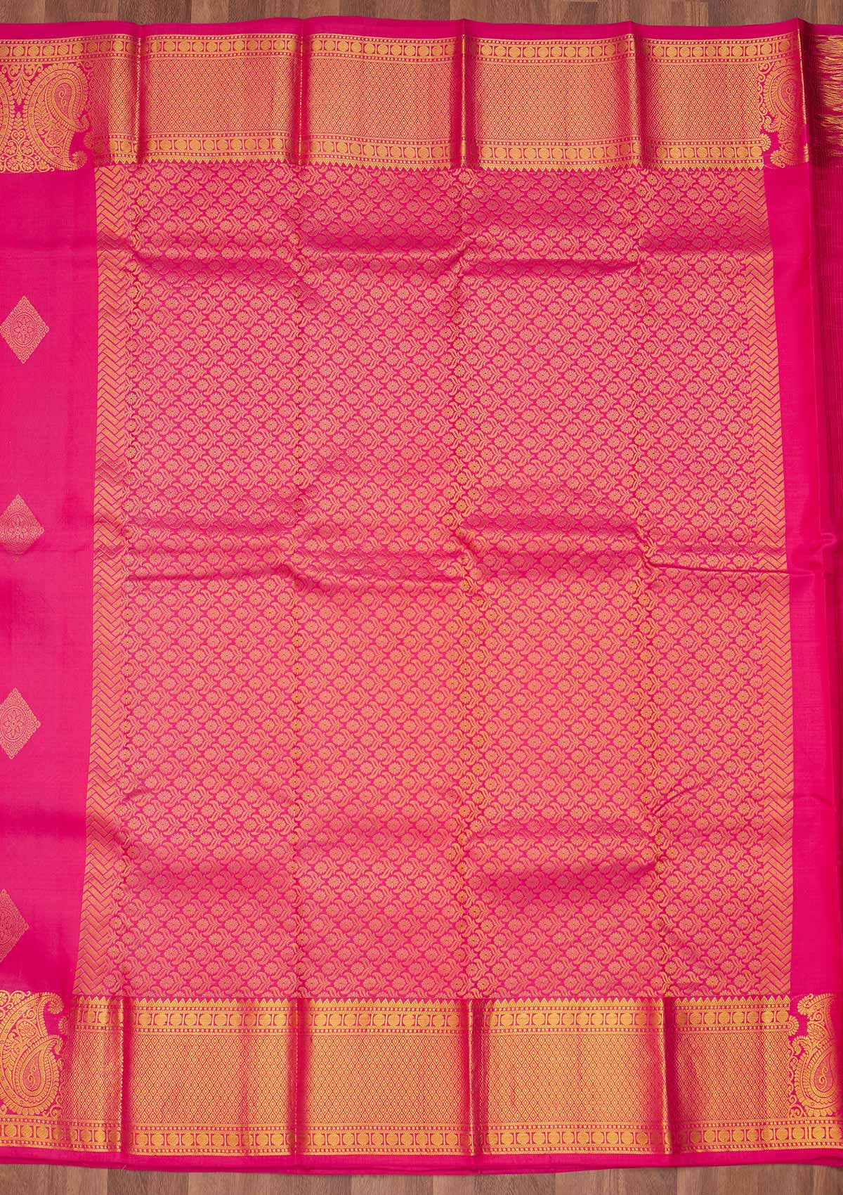 Rani Pink Zariwork Pure Silk Saree - Koskii
