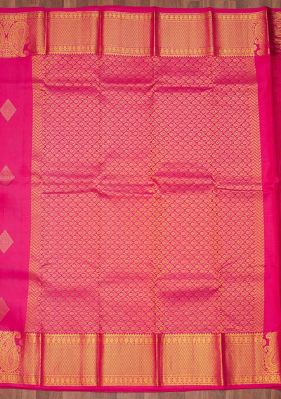 Rani Pink Zariwork Pure Silk Saree - Koskii