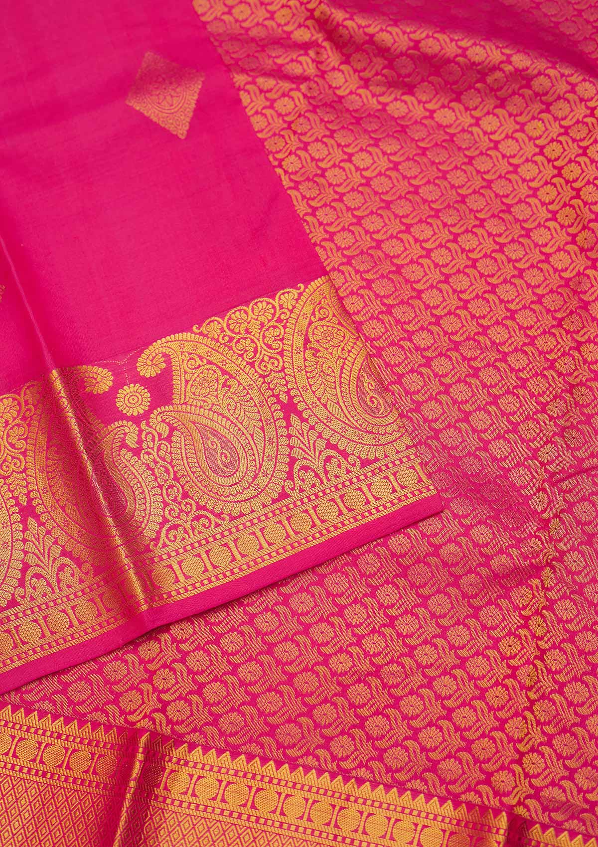 Rani Pink Zariwork Pure Silk Saree - Koskii