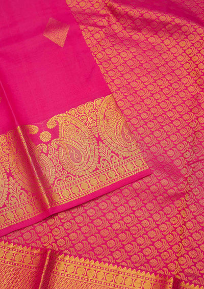 Rani Pink Zariwork Pure Silk Saree - Koskii
