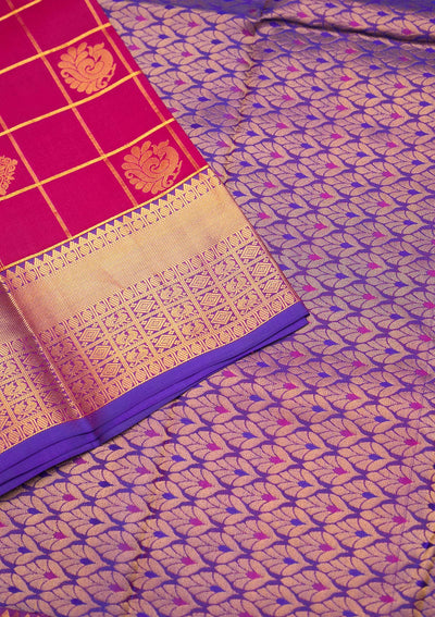 Rani Pink Zariwork Pure Silk Saree - Koskii