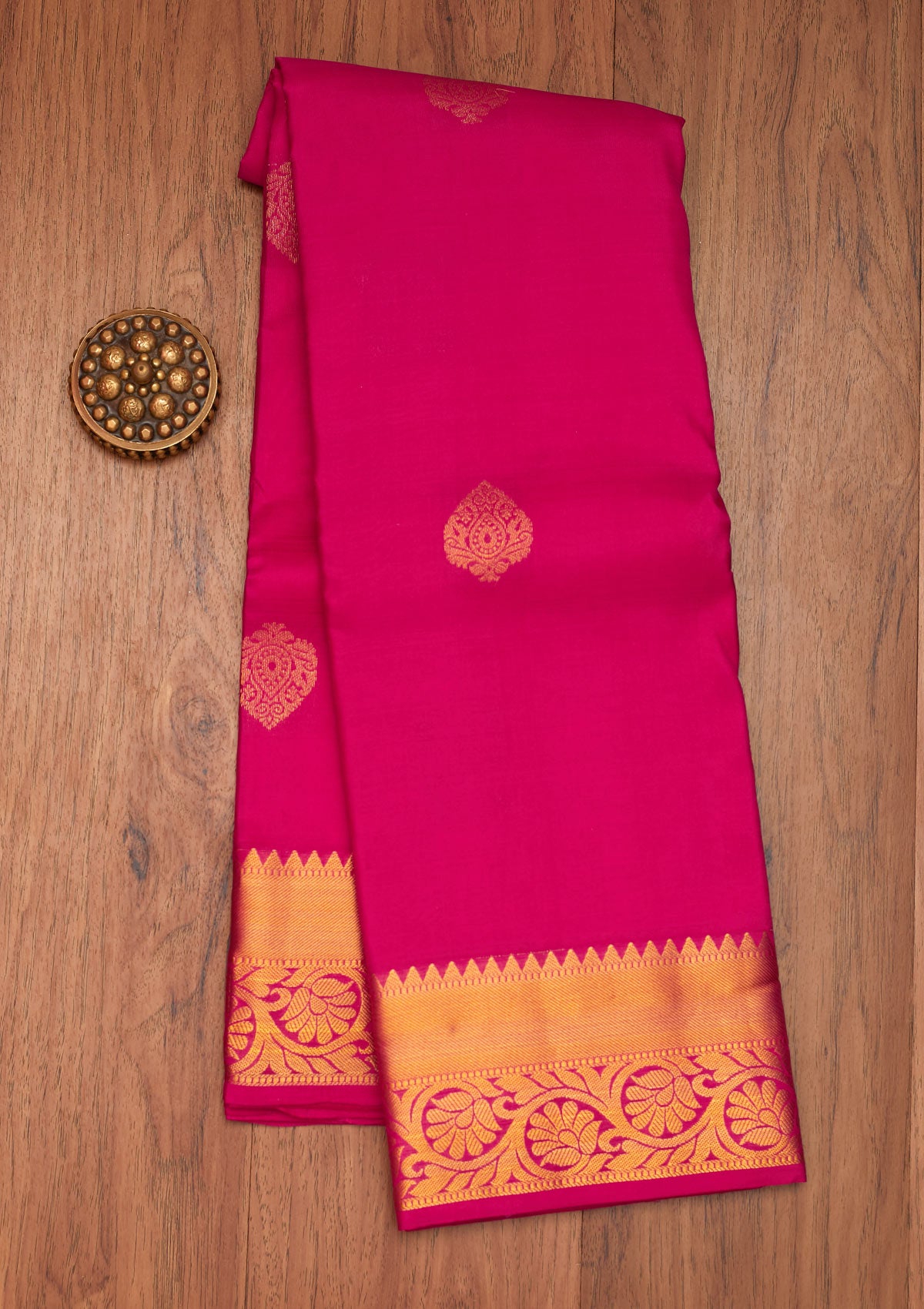 Rani Pink Zariwork Pure Silk Saree- Koskii