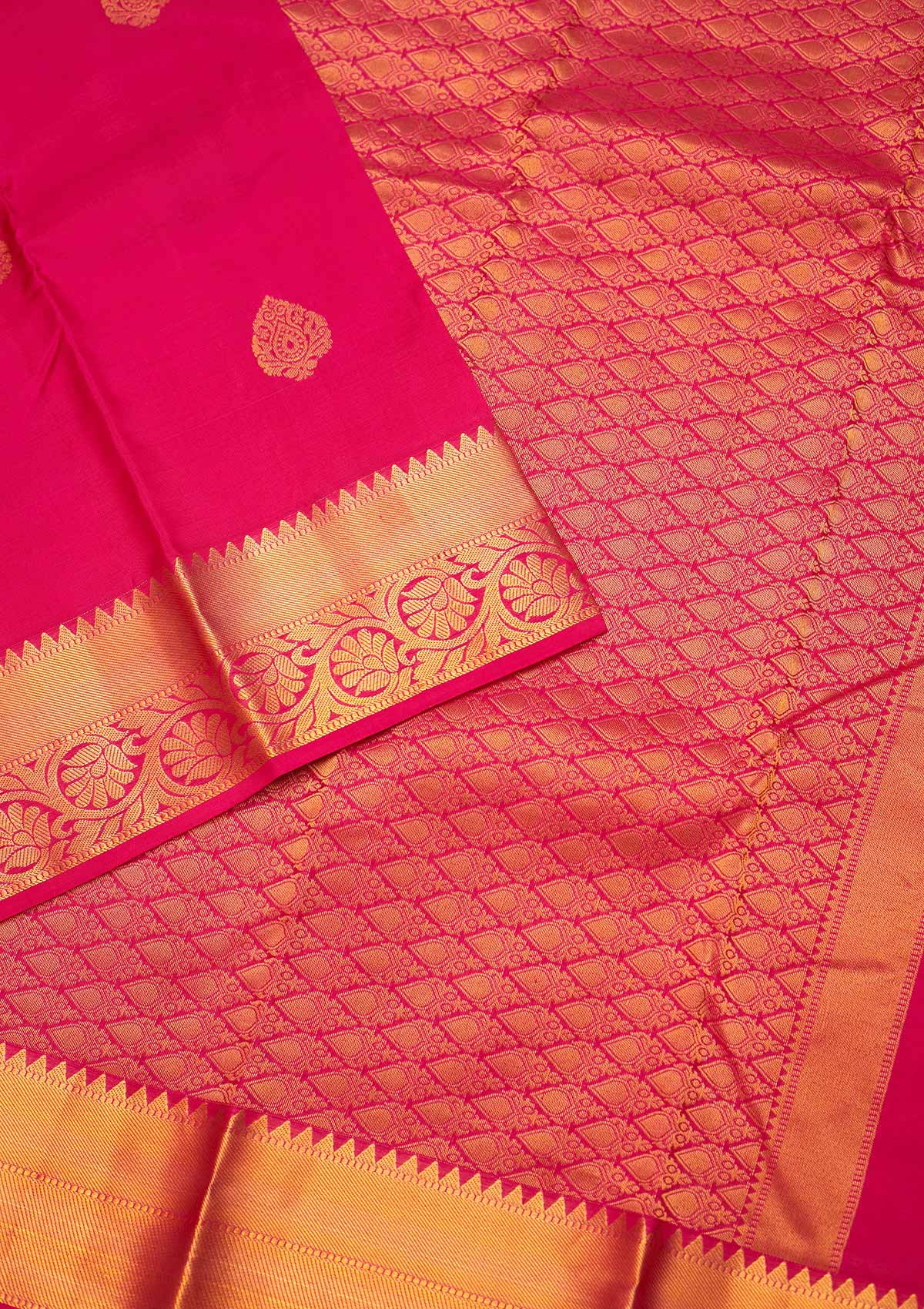 Rani Pink Zariwork Pure Silk Saree - Koskii