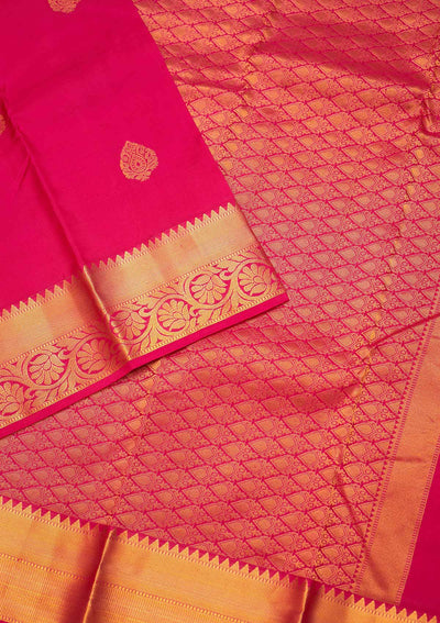 Rani Pink Zariwork Pure Silk Saree - Koskii