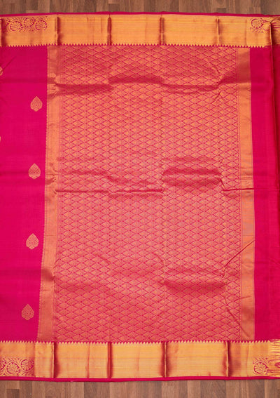 Rani Pink Zariwork Pure Silk Saree - Koskii