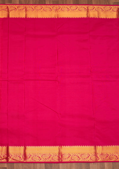 Rani Pink Zariwork Pure Silk Saree - Koskii