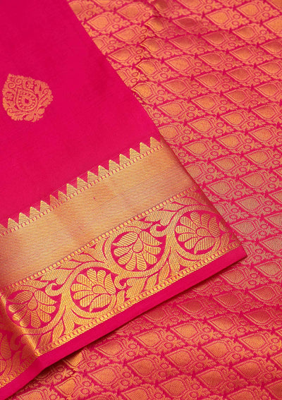 Rani Pink Zariwork Pure Silk Saree - Koskii