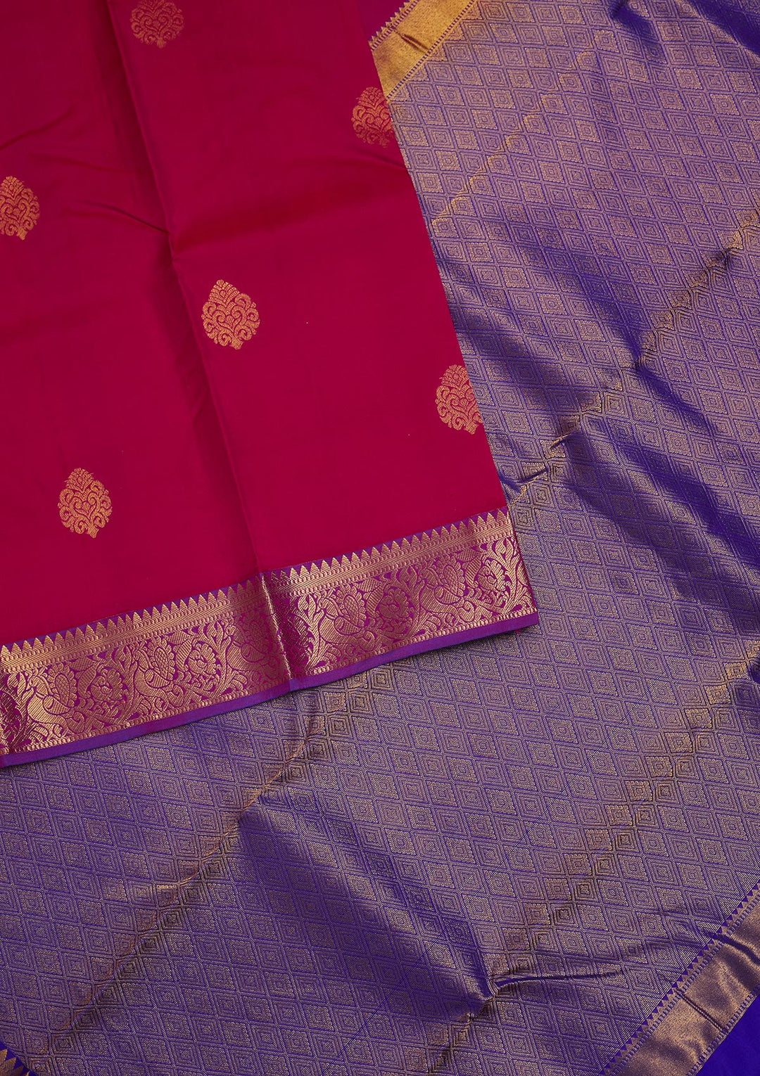 Rani Pink Zariwork Pure Silk Saree-Koskii