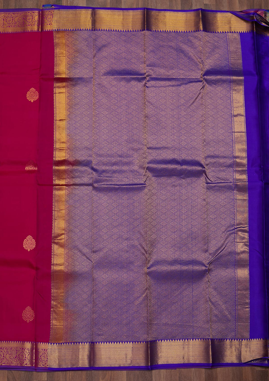 Rani Pink Zariwork Pure Silk Saree-Koskii
