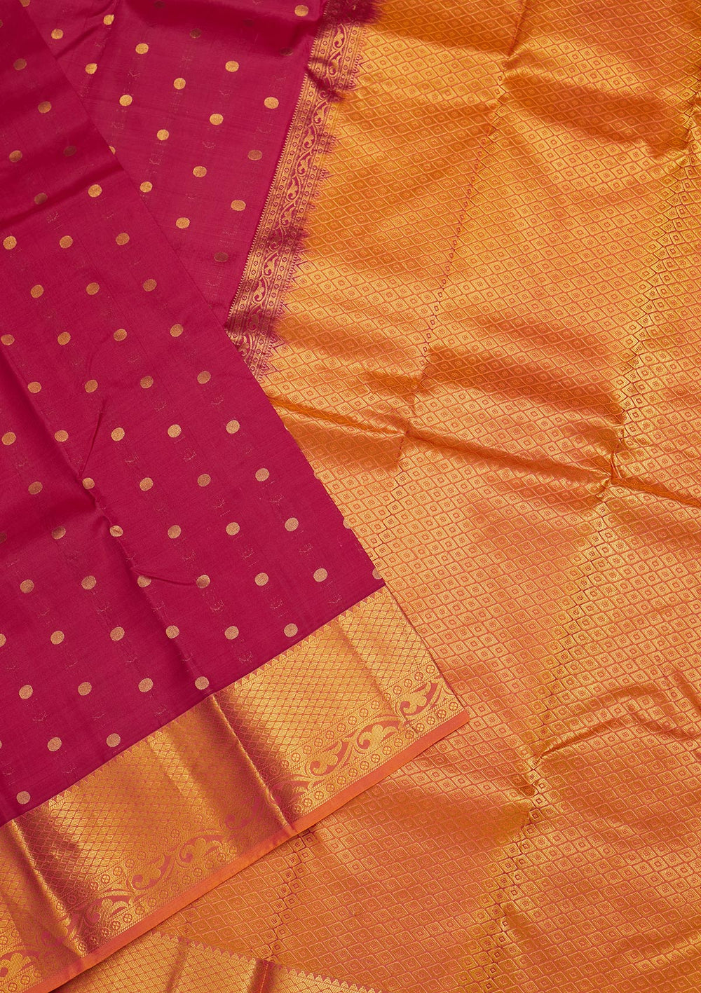 Rani Pink Zariwork Pure Silk Saree-Koskii