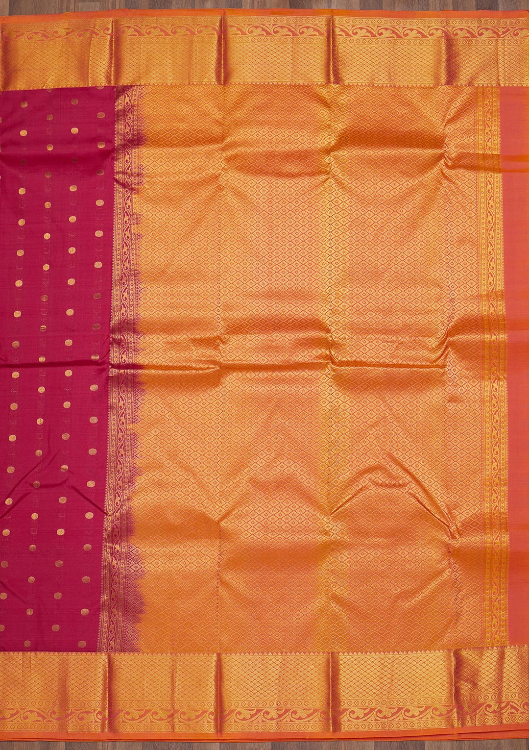 Rani Pink Zariwork Pure Silk Saree-Koskii