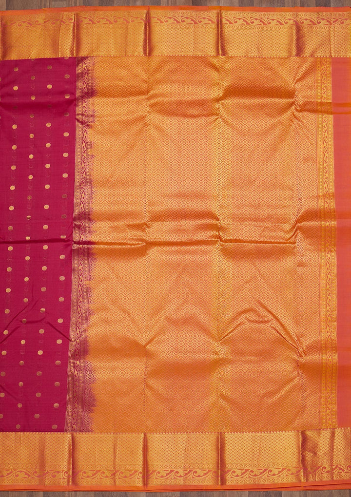 Rani Pink Zariwork Pure Silk Saree-Koskii