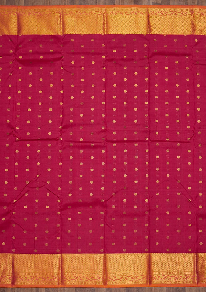 Rani Pink Zariwork Pure Silk Saree-Koskii