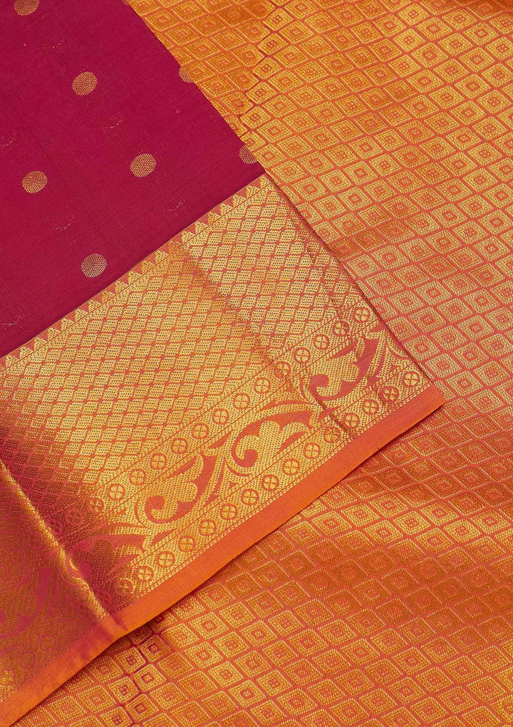 Rani Pink Zariwork Pure Silk Saree-Koskii