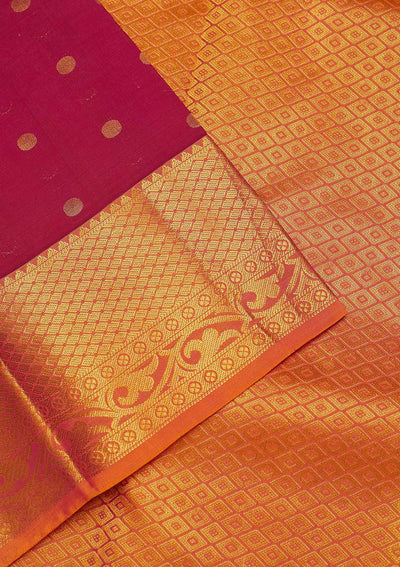 Rani Pink Zariwork Pure Silk Saree-Koskii