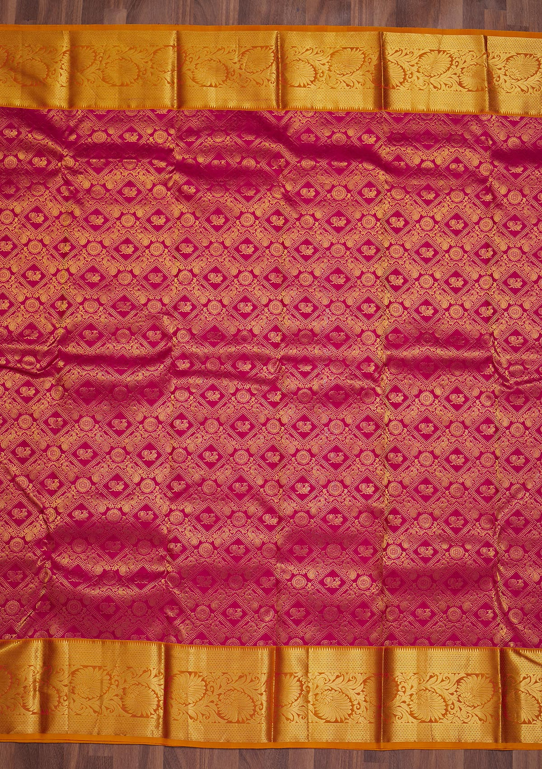 Rani Pink Zariwork Pure Silk Saree-Koskii