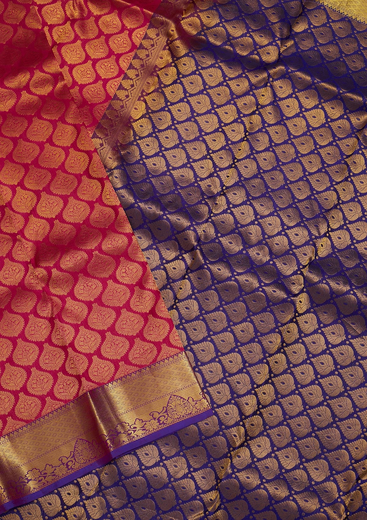 Rani Pink Zariwork Pure Silk Saree-Koskii