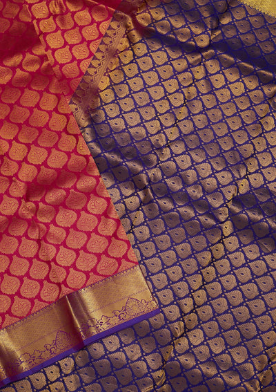 Rani Pink Zariwork Pure Silk Saree-Koskii