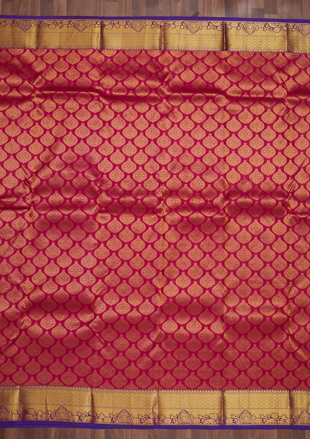 Rani Pink Zariwork Pure Silk Saree-Koskii