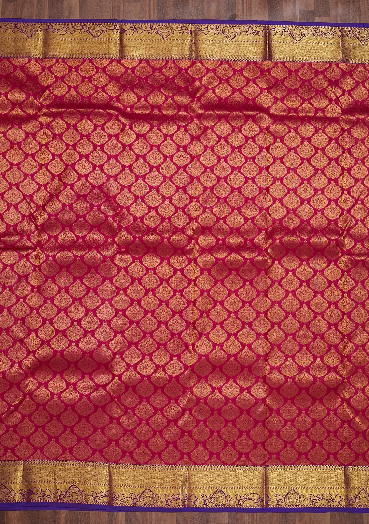 Rani Pink Zariwork Pure Silk Saree-Koskii