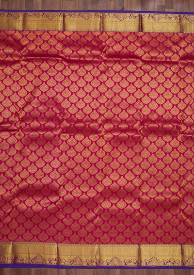 Rani Pink Zariwork Pure Silk Saree-Koskii