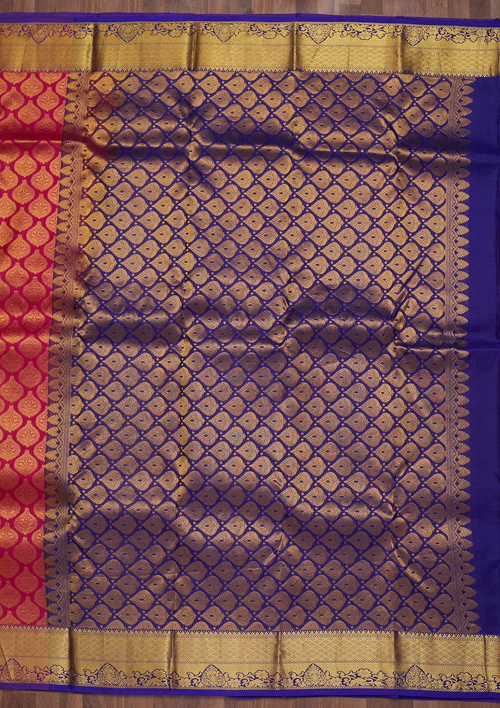 Rani Pink Zariwork Pure Silk Saree-Koskii