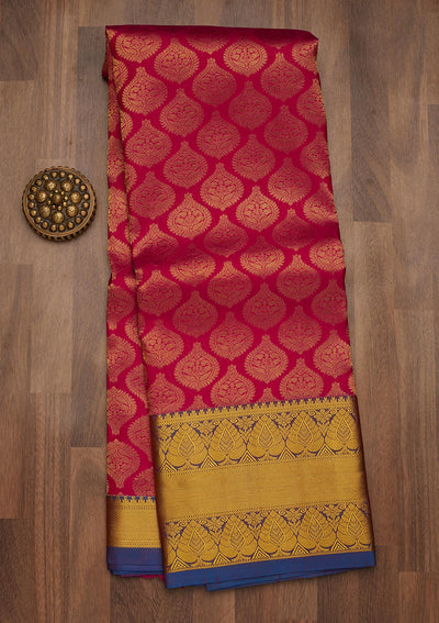 Rani Pink Zariwork Pure Silk Saree-Koskii