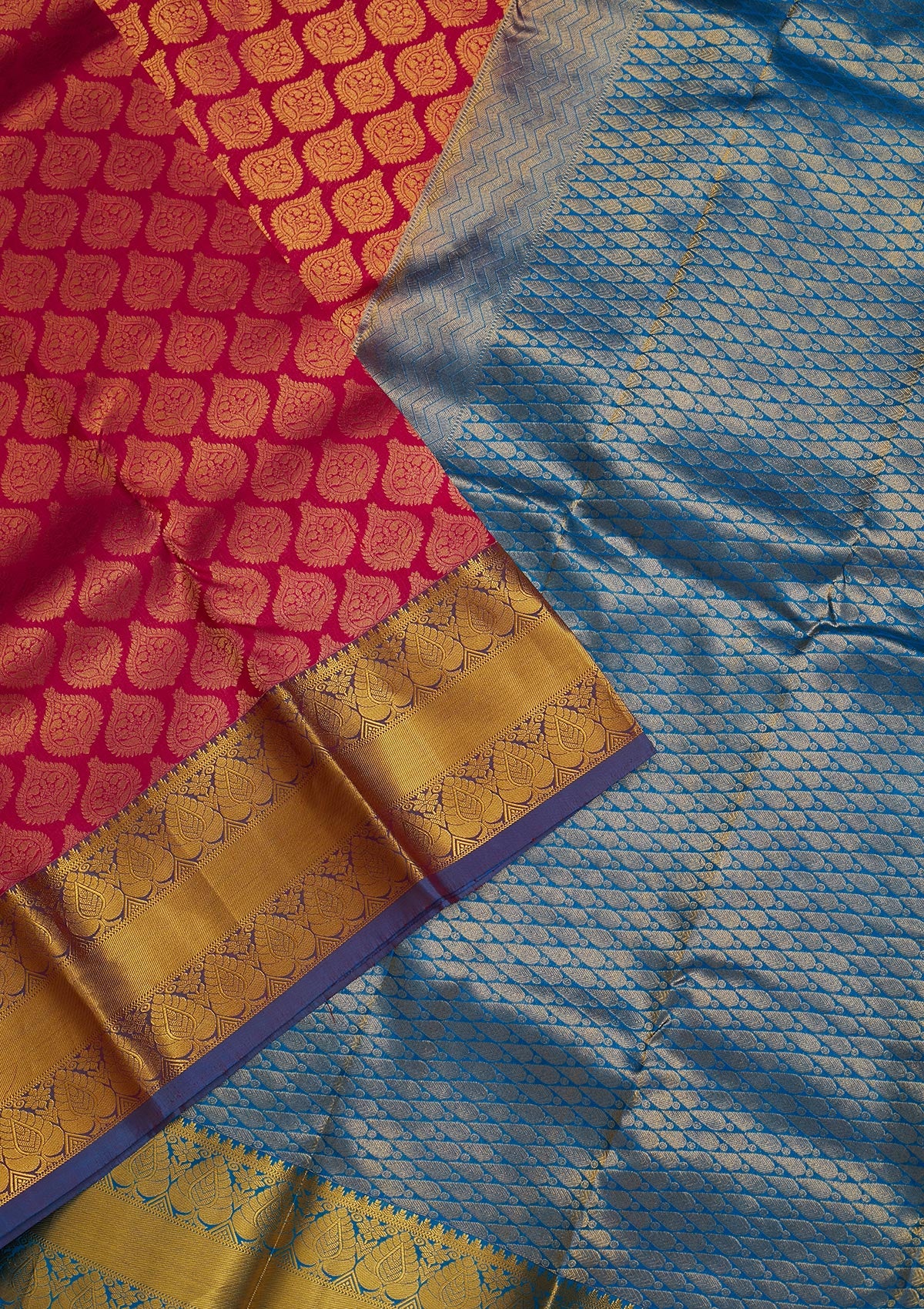 Rani Pink Zariwork Pure Silk Saree-Koskii