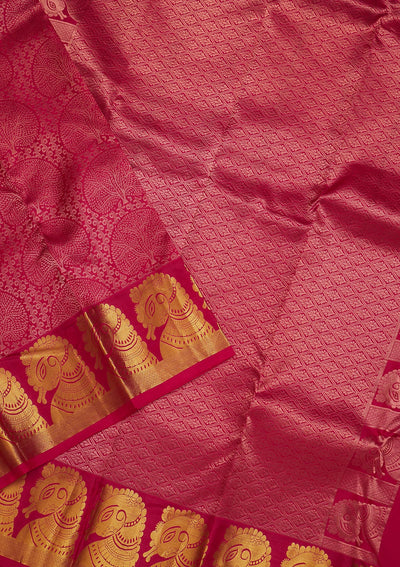 Rani Pink Zariwork Pure Silk Saree-Koskii