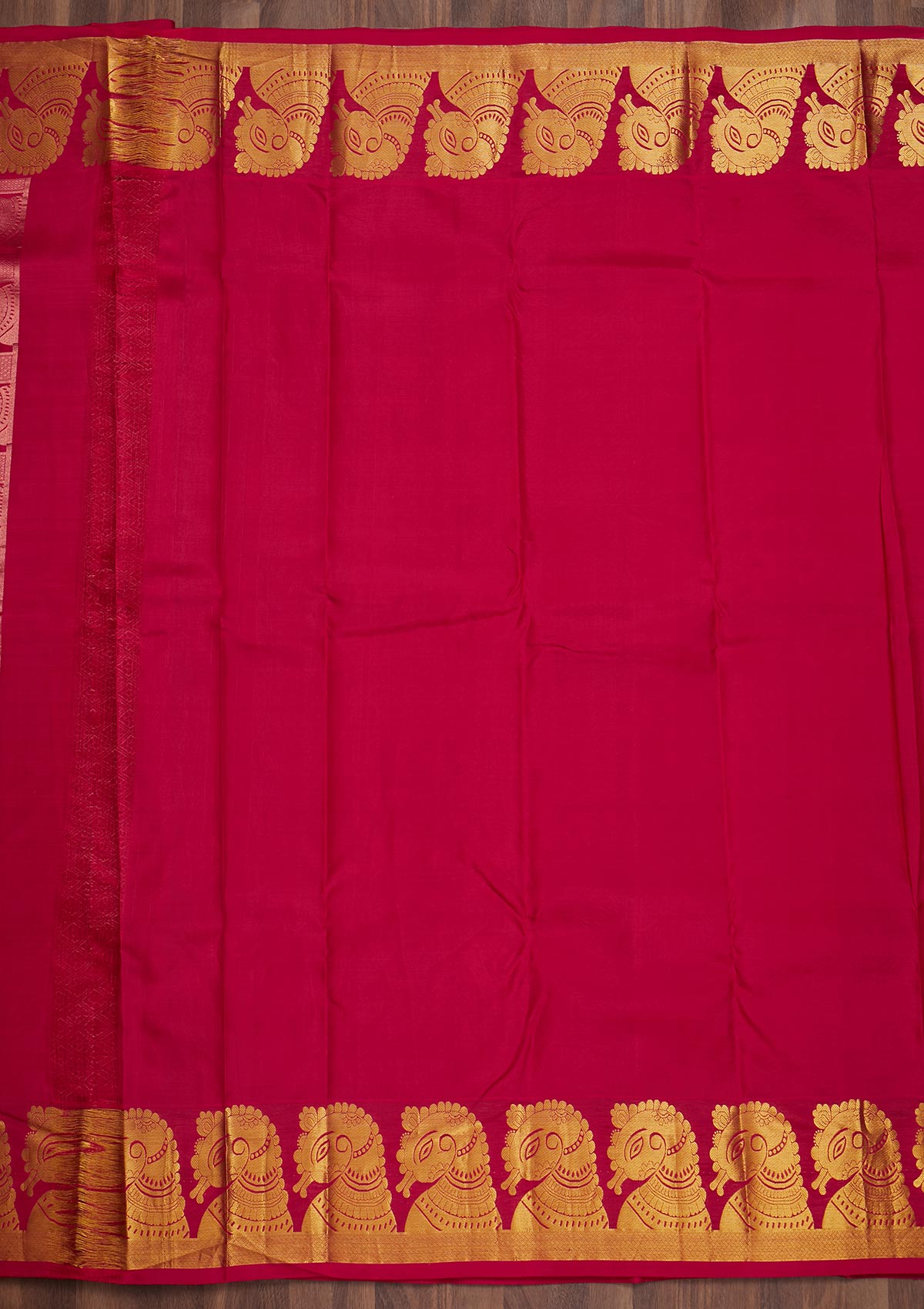 Rani Pink Zariwork Pure Silk Saree-Koskii
