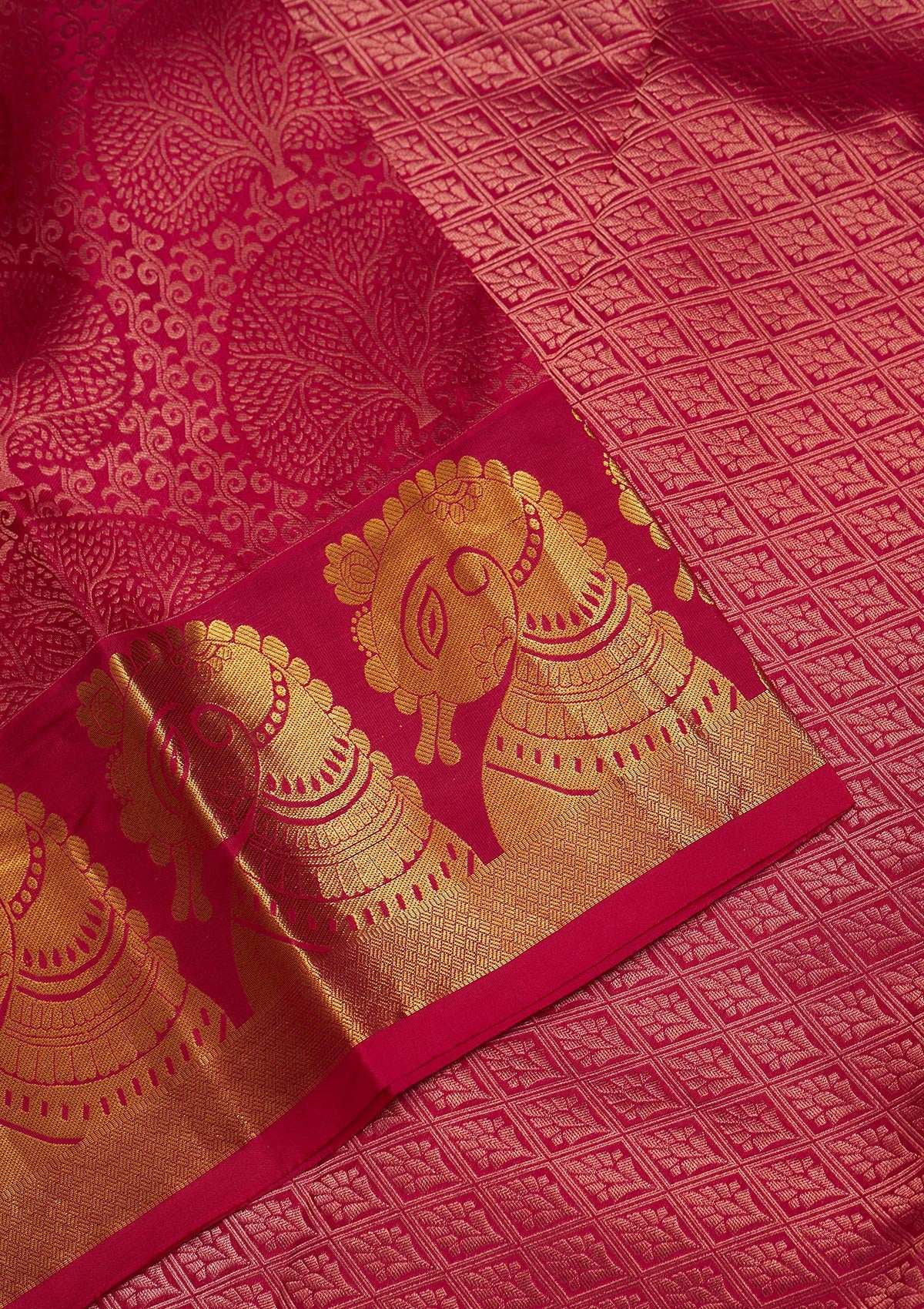 Rani Pink Zariwork Pure Silk Saree-Koskii