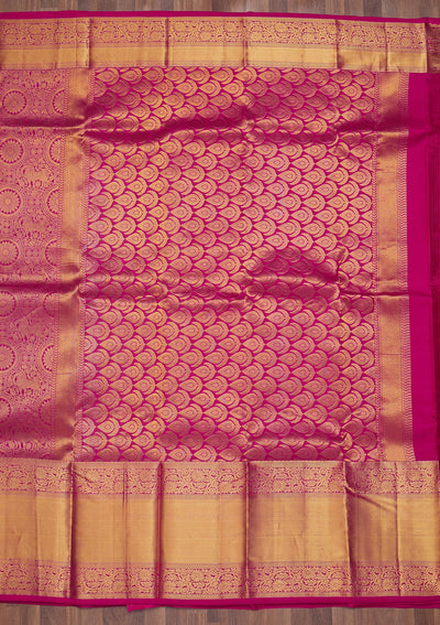 Rani Pink Zariwork Pure Silk Saree-Koskii