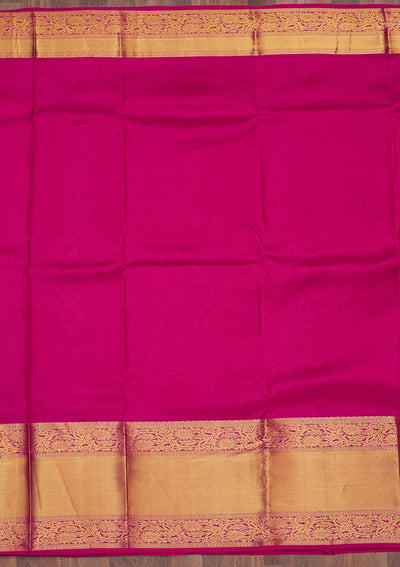Rani Pink Zariwork Pure Silk Saree-Koskii