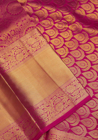 Rani Pink Zariwork Pure Silk Saree-Koskii