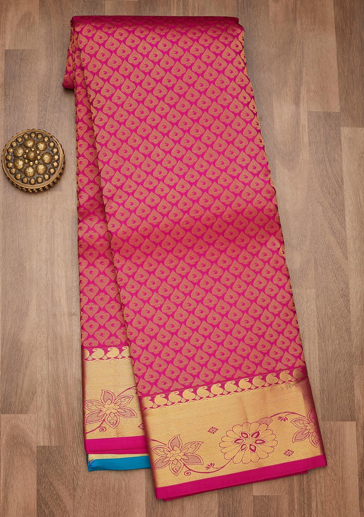 Rani Pink Zariwork Pure Silk Saree-Koskii
