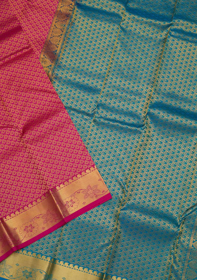 Rani Pink Zariwork Pure Silk Saree-Koskii