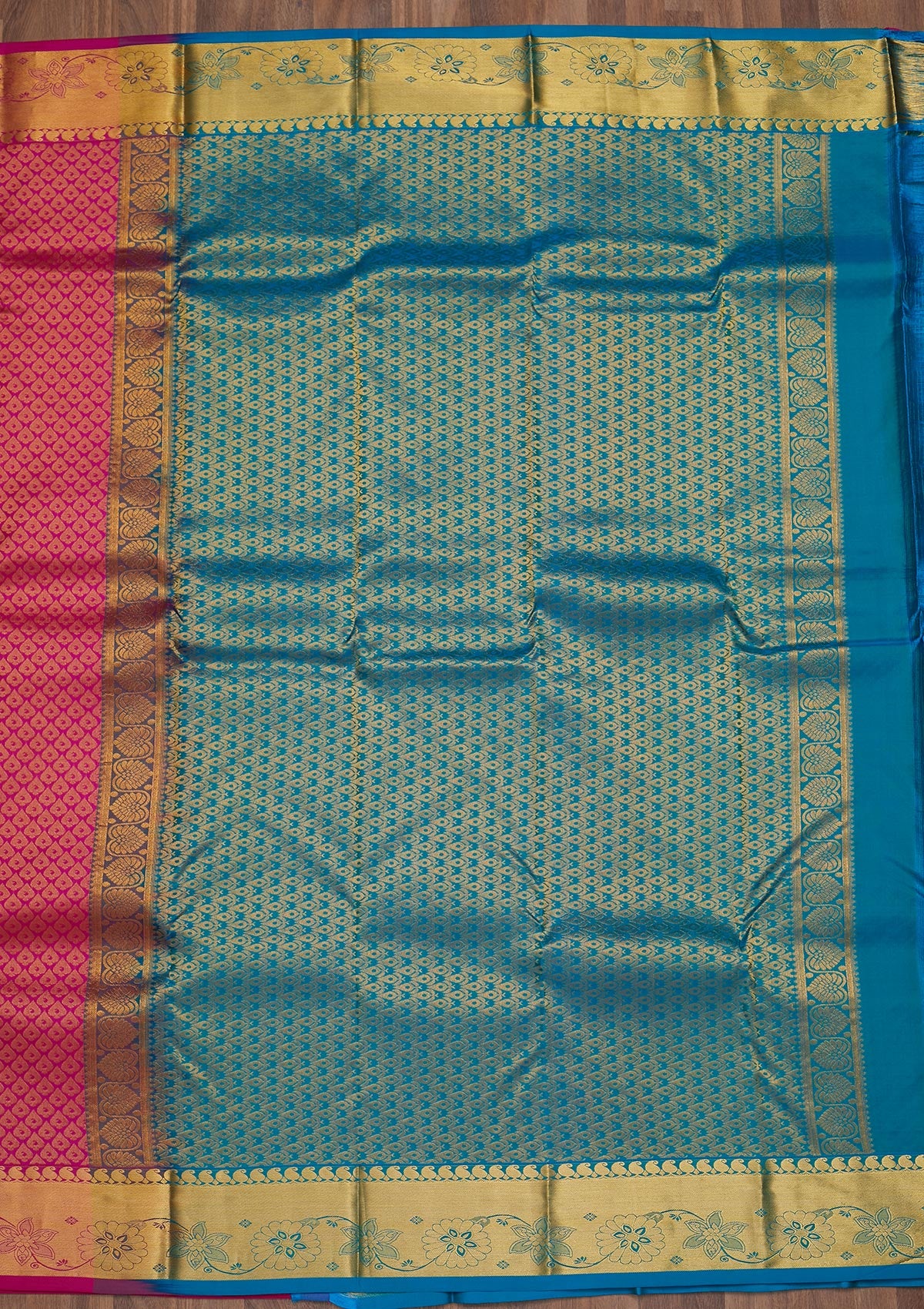 Rani Pink Zariwork Pure Silk Saree-Koskii