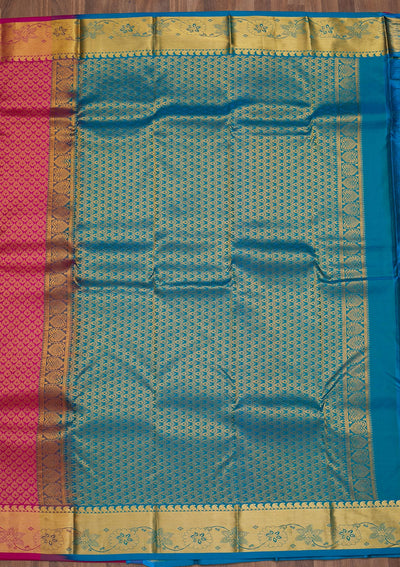 Rani Pink Zariwork Pure Silk Saree-Koskii
