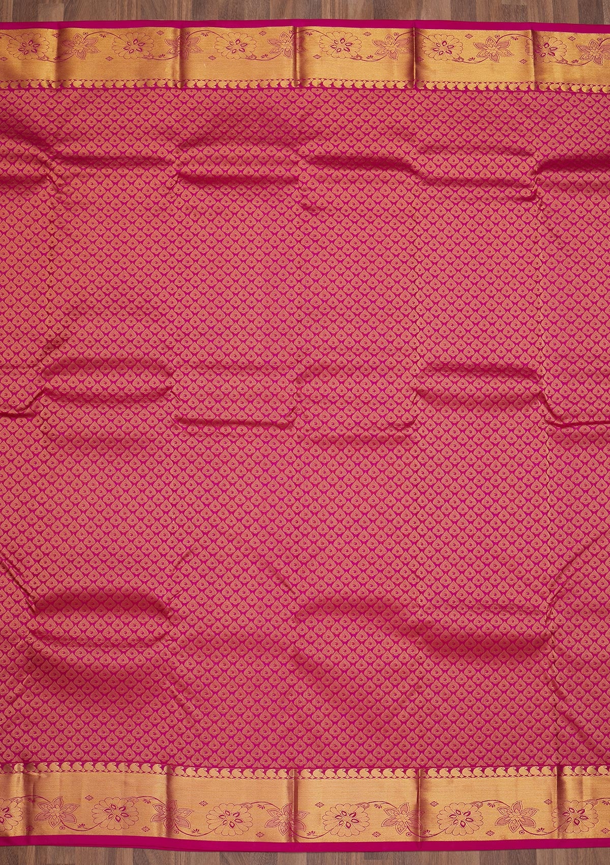 Rani Pink Zariwork Pure Silk Saree-Koskii
