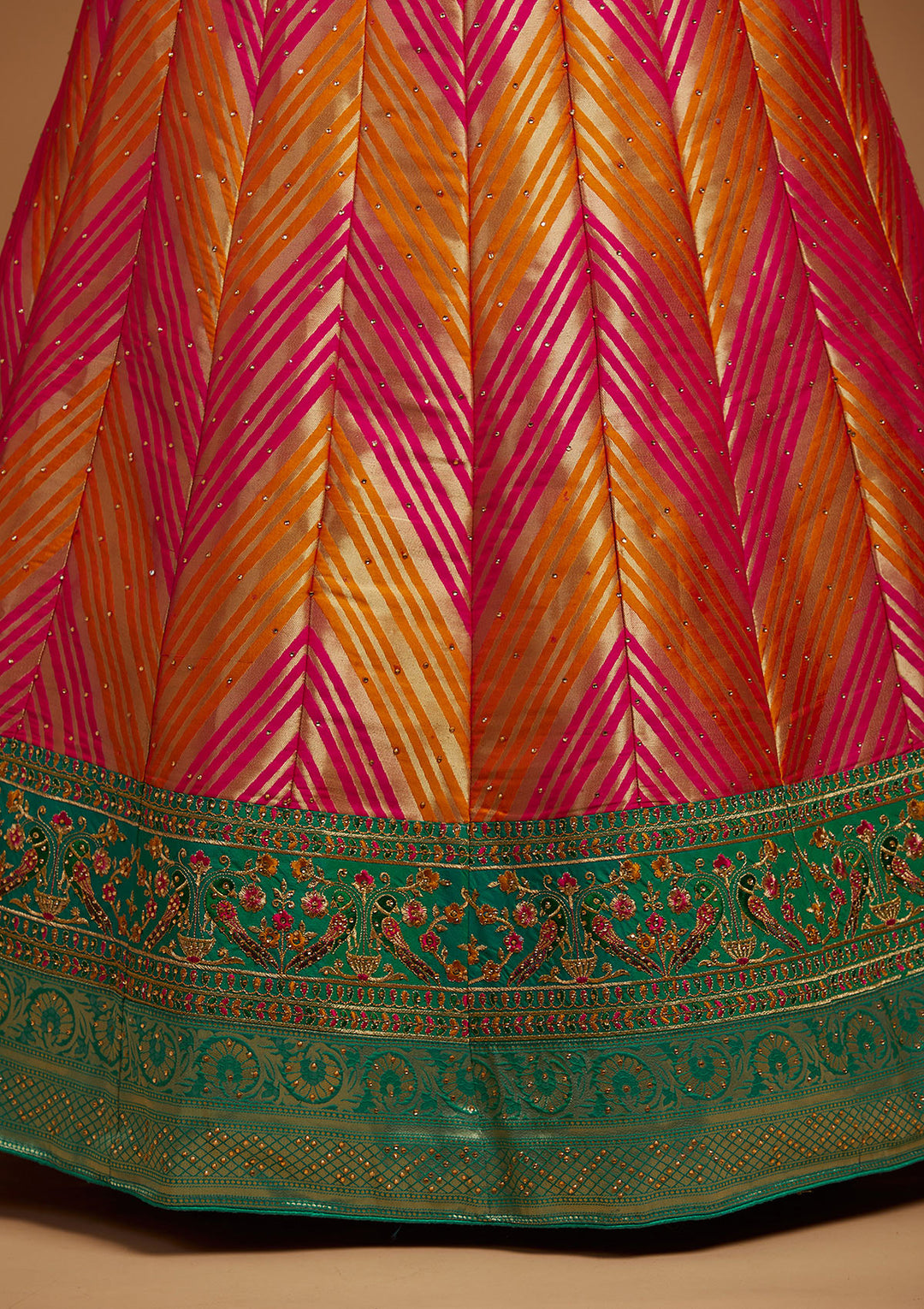 Rani Pink Zariwork Raw Silk Designer Lehenga-Koskii