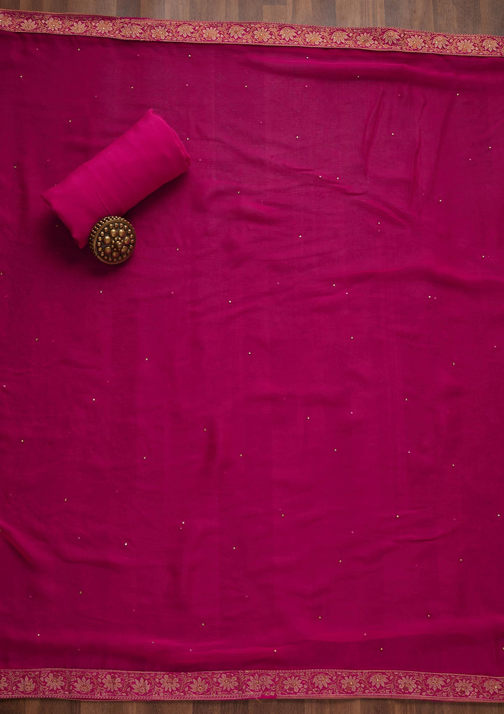 Rani Pink Zariwork Raw Silk Unstitched Salwar Suit - Koskii