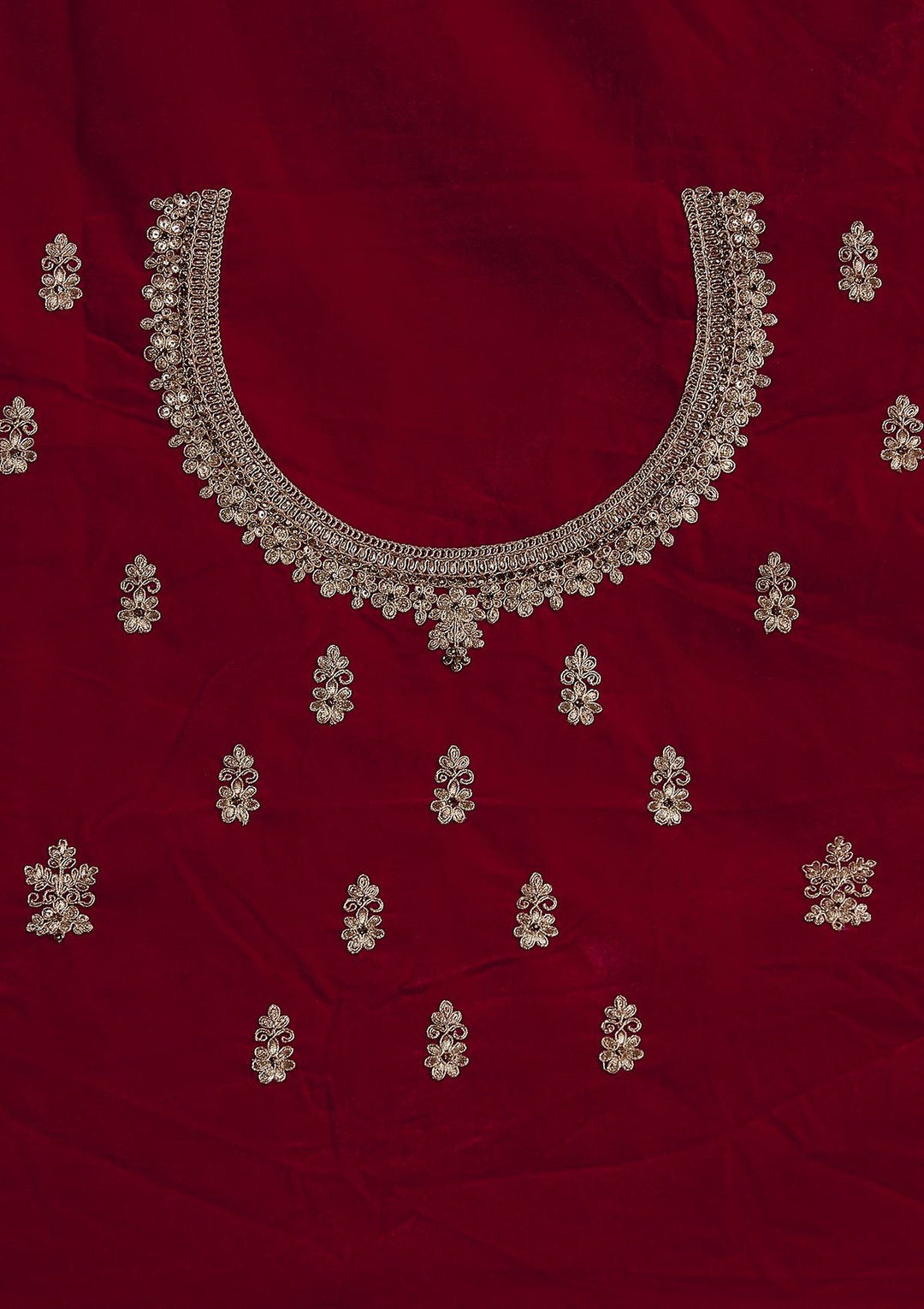 Rani Pink Zariwork Velvet Designer Semi-Stitched Lehenga - koskii