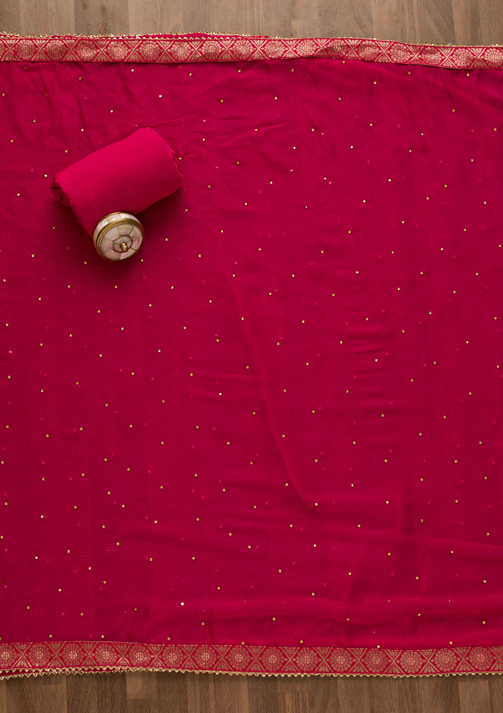 Rani Pink Gotapatti Organza Unstitched Salwar Suit-Koskii